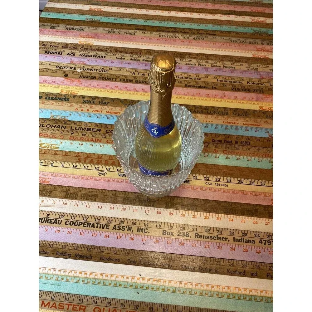 Vintage Champagne Bucket ICE Bucket Glass Fenton Kelonia Vase Bamboo Wedding MCM